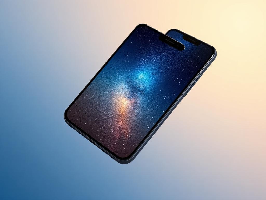 Celular exibindo papel de parede celestial com estrelas